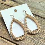 Wood/Pearl Accent Teardrop Earrings | Gold/Ivory