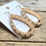 Wood/Pearl Accent Teardrop Earrings | Gold/Ivory