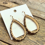 Wood/Pearl Accent Teardrop Earrings | Gold/Brown