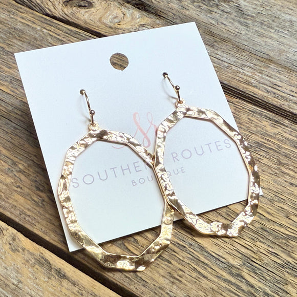 Hammered Oval Earrings | Gold