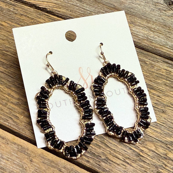 Beaded Crystal Earrings | Gold/Black