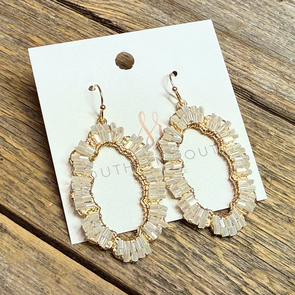 Beaded Crystal Earrings | Gold/Ivory