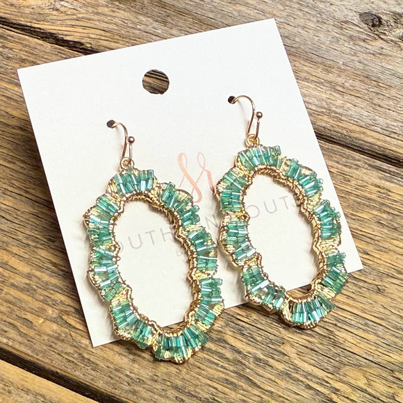 Beaded Crystal Earrings | Gold/Turquoise
