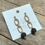 Wood Accent Chain Earrings | Black