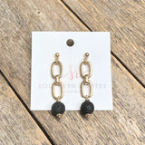 Wood Accent Chain Earrings | Black