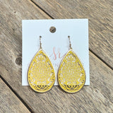 Damask Teardrop Earrings | Mustard