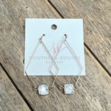 Modern Marble Stone Earrings | White