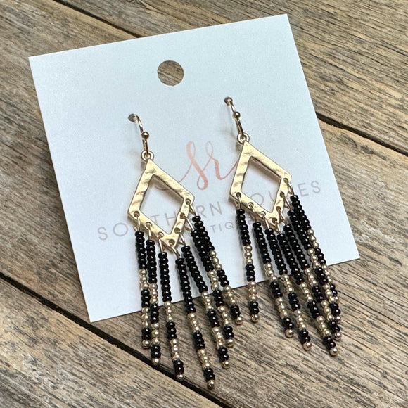 Beaded Dangle Earrings | Black