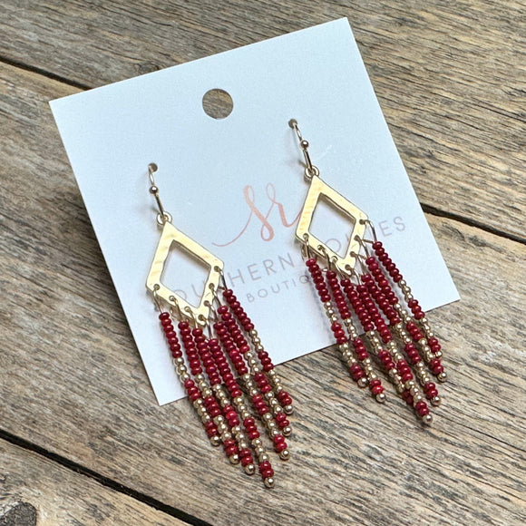 Beaded Dangle Earrings | Wine