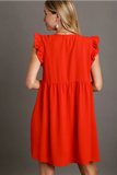 Ruffle Sleeve Dress | Poppy Red