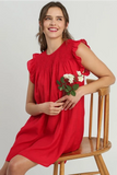 Smocked Yoke Ruffle Sleeve Dress | Cherry Red