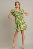 Smocked Floral Dress | Green Tea Mix