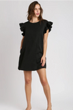 Criss Cross Design Jacquard Dress | Black