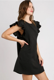 Criss Cross Design Jacquard Dress | Black