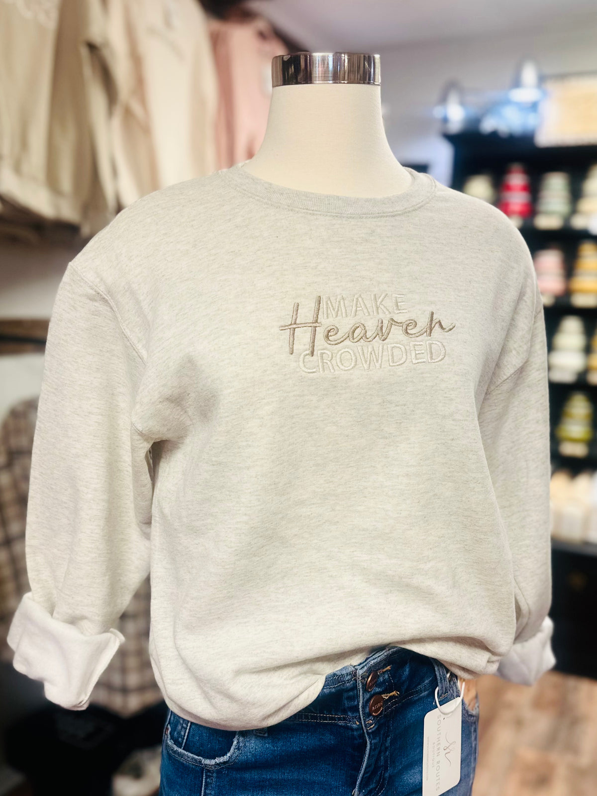 Make Heaven Crowded Embroidered Sweatshirt | Oatmeal