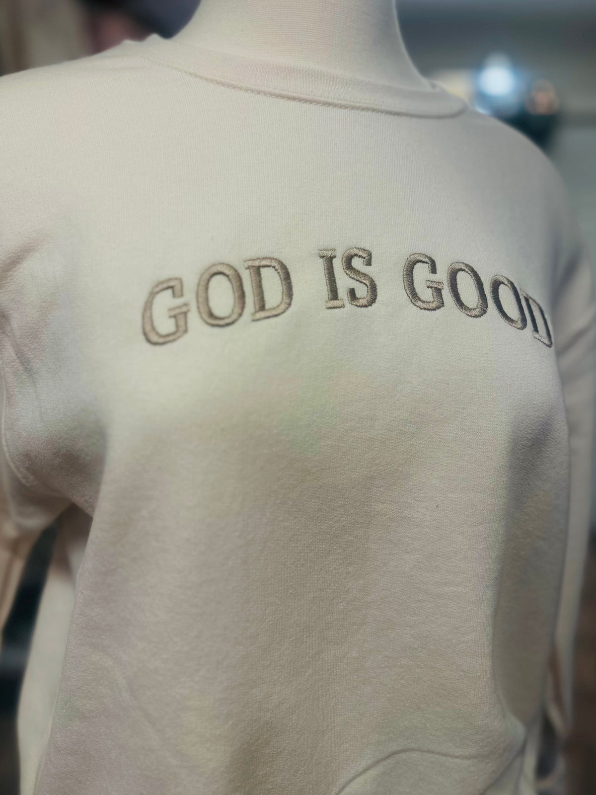 God Is Good Embroidered Sweatshirt | Cream