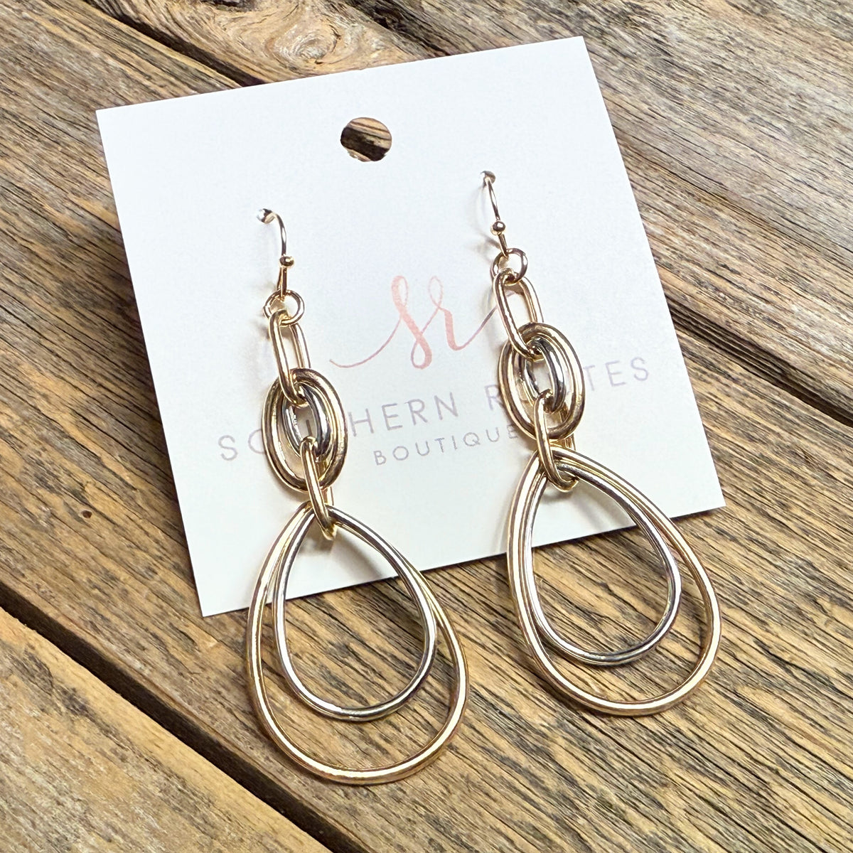 Mix Metal Layered Drop Earrings | Gold/Silver