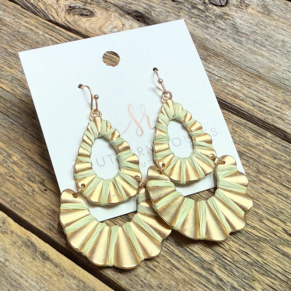Wrapped Dangle Earrings | Satin Gold/Sage