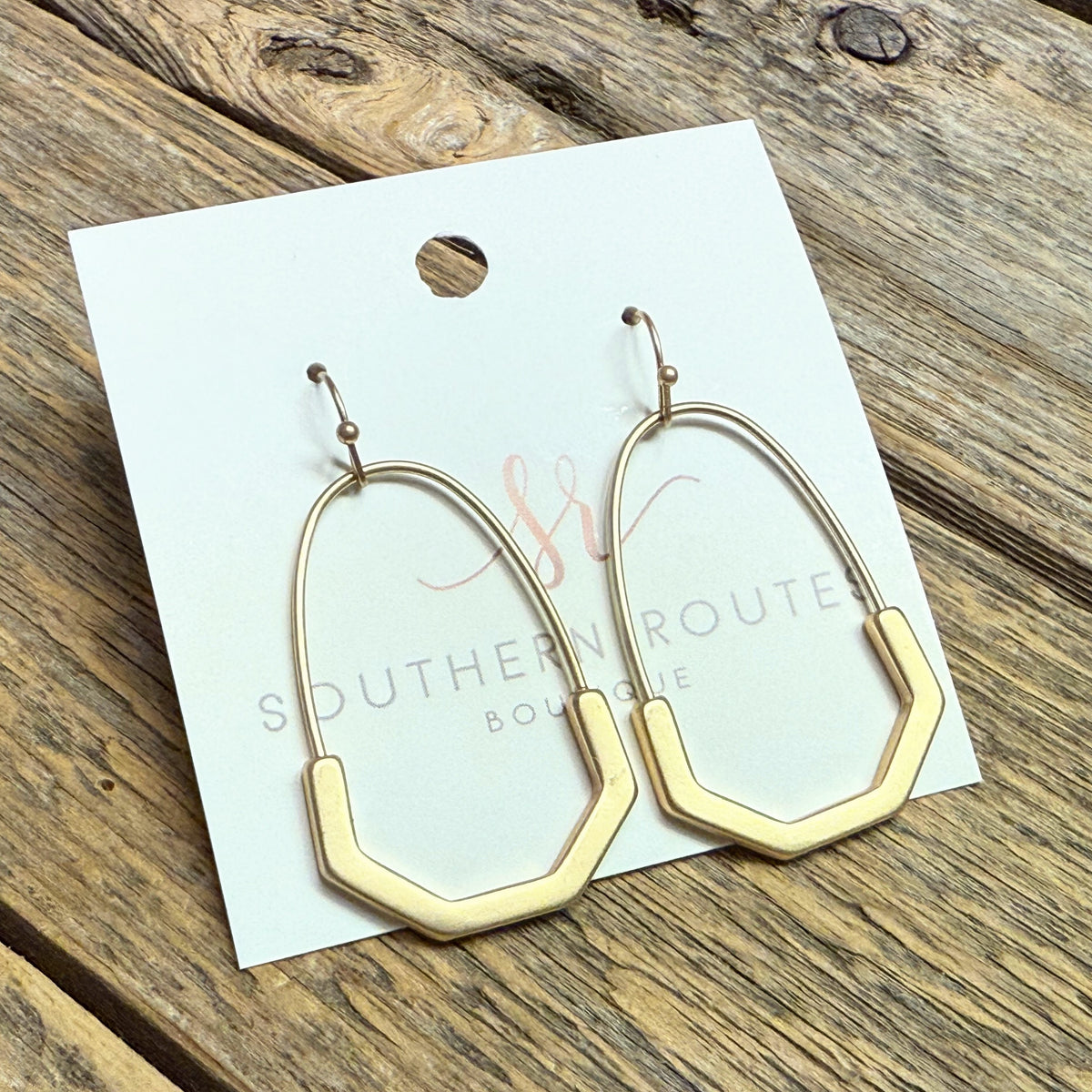 Matte Modern Drop Earrings | Satin Gold