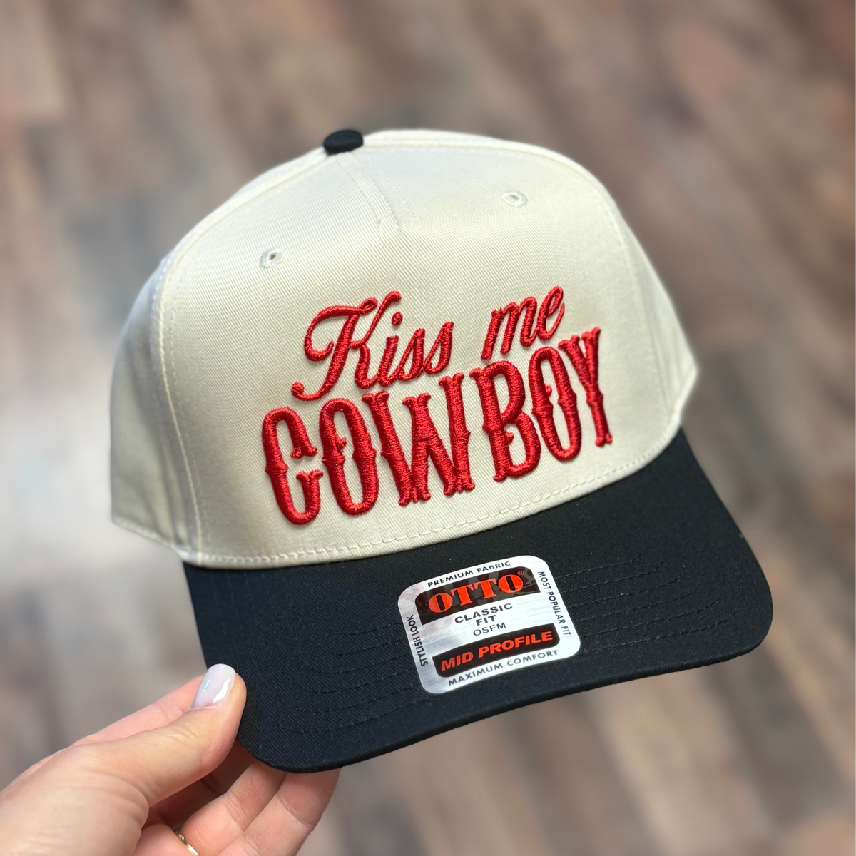 Kiss Me Cowboy Embroidered Cap | Black
