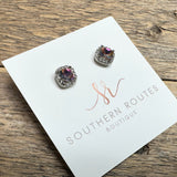 AB Crystal Stud Earrings | Silver Setting