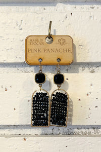Black Crystal Bead Modern Earrings | Bronze/Gold | Pink Panache