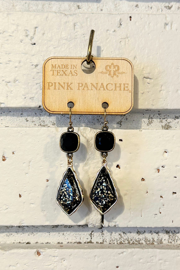 Black+Gold Glitter Drop Earrings | Bronze/Gold | Pink Panache