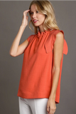 Pleated Sleeve Top | Coral