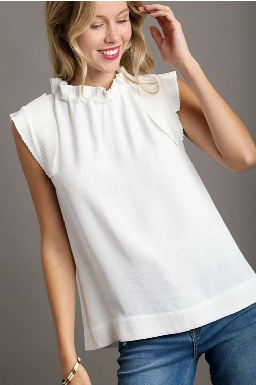 Pleated Sleeve Top | Off White