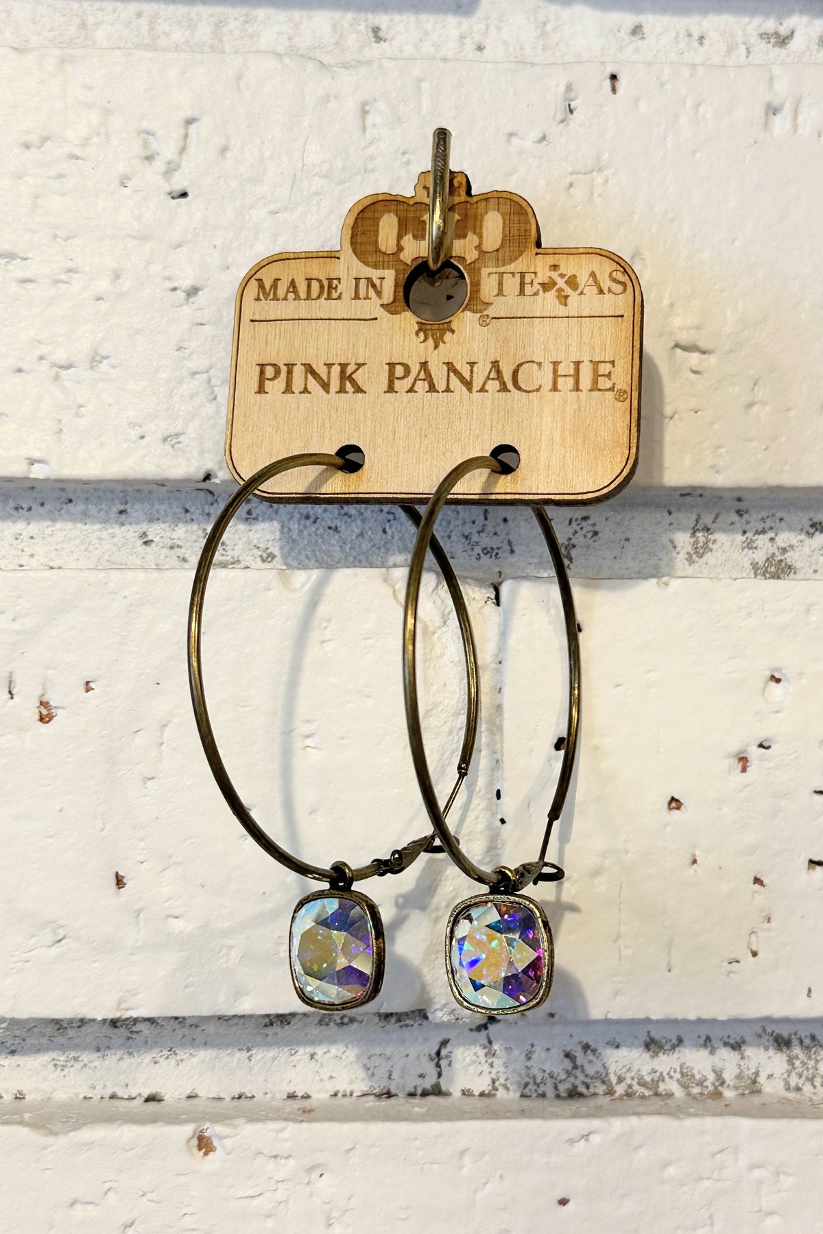 AB Crystal | Bronze | Large Hoops | Pink Panache