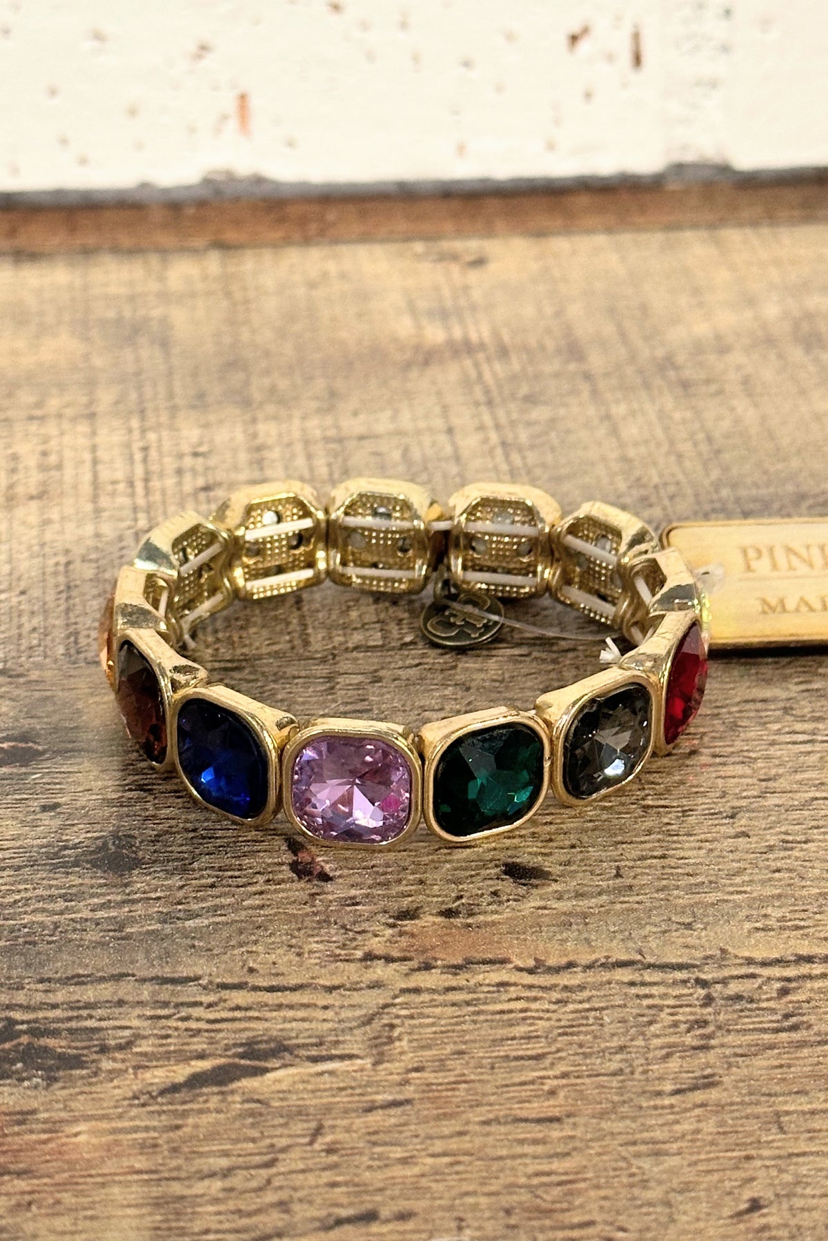 Multi Color+Gold Stretch Bracelet | Pink Panache