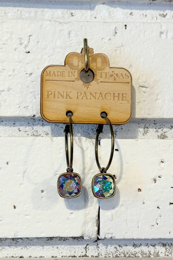 AB Crystal | Bronze | Small Hoops | Pink Panache