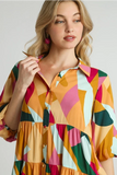 Abstract Tiered Button Top | Fuchsia Mix