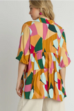 Abstract Tiered Button Top | Fuchsia Mix