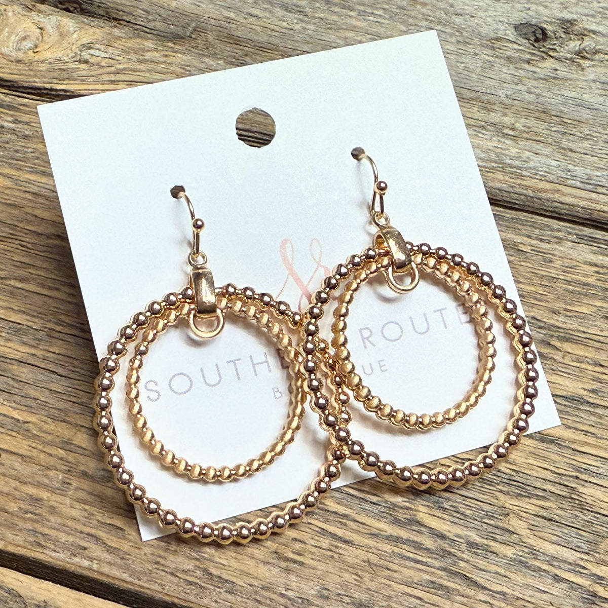 Double Beaded Hoop Earrings | Gold