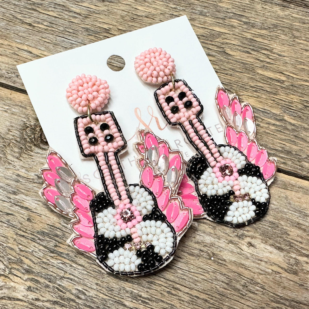 Guitar Wings Seed Bead Earrings