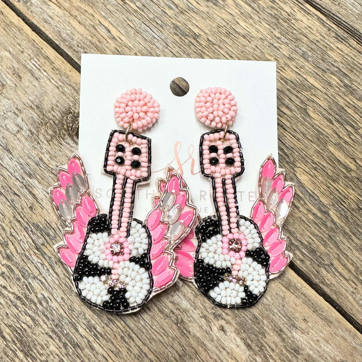 Guitar Wings Seed Bead Earrings