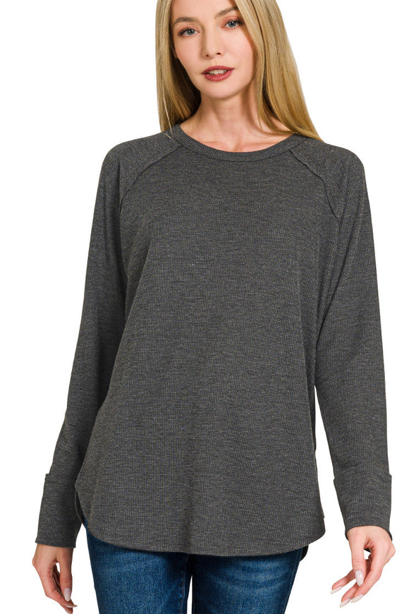 *DOORBUSTER DEAL | Waffle Knit Long Sleeve | Black