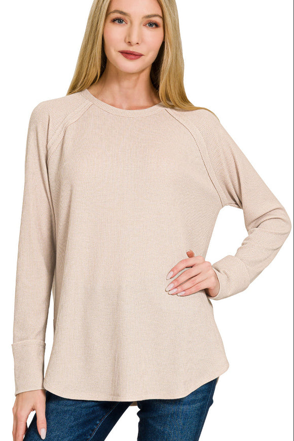 *DOORBUSTER DEAL | Waffle Knit Long Sleeve | Light Mocha
