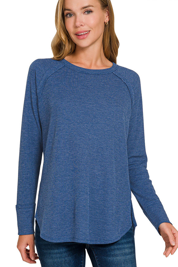 *DOORBUSTER DEAL | Waffle Knit Long Sleeve | Light Navy