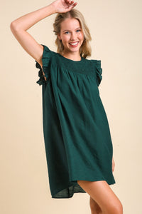 Smocked Yoke Dress | Forest Green