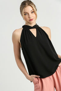 Halter Tie Sleeveless Top | Black