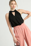 Halter Tie Sleeveless Top | Black