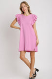 French Terry Ruffle Sleeve Dress | Pink Mauve