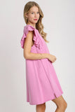 French Terry Ruffle Sleeve Dress | Pink Mauve