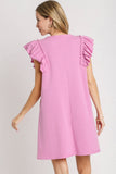 French Terry Ruffle Sleeve Dress | Pink Mauve