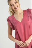 Double Ruffle Sleeve Top | Berry