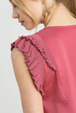 Double Ruffle Sleeve Top | Berry