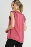 Double Ruffle Sleeve Top | Berry