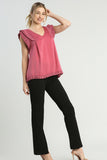 Double Ruffle Sleeve Top | Berry